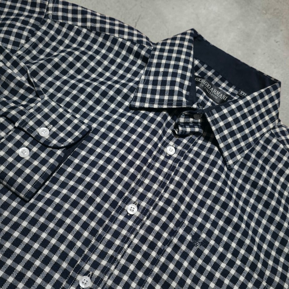 Vintage Giorgio Armani Shirt Mens 2XL Brown Le Collezioni Flannel *Minor Flaw.